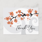 Orange Hibiskus Wirbel Tropical Wedding Vielen Dan Postkarte (Vorderseite)