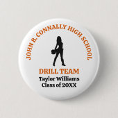 Orange High School Drill-Team-Tänzerin Personalisi Button (Vorderseite)