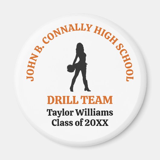 Orange High School Drill-Team-Tänzerin Personalisi Magnet (Vorne)