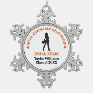 Orange High School Drill-Team-Tänzerin Personalisi Schneeflocken Zinn-Ornament