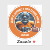 Orange High School Football Player Foto Notebook Aufkleber (Blatt)
