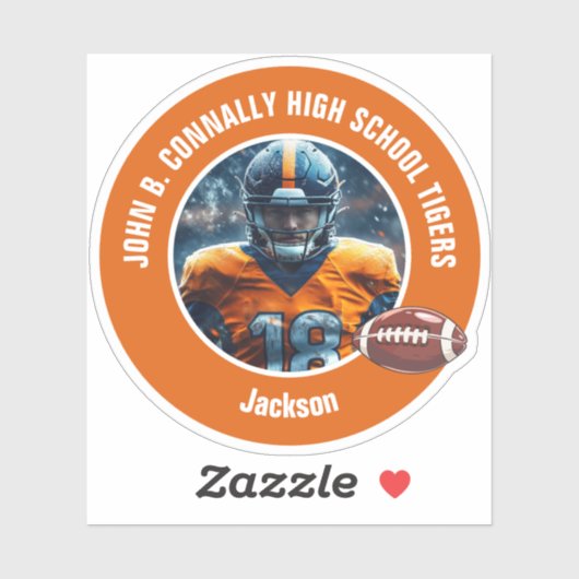 Orange High School Football Player Foto Notebook Aufkleber (Blatt)