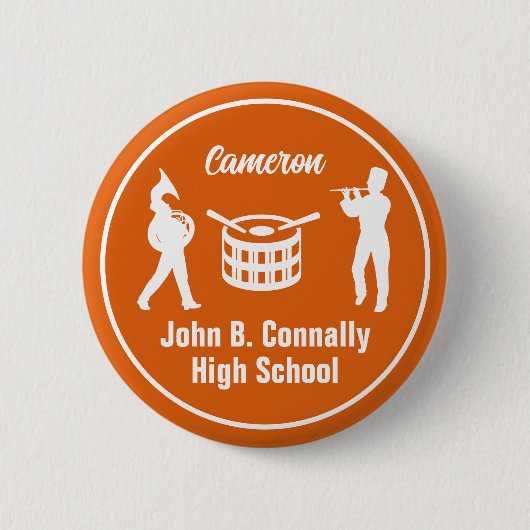 Orange High School Marching Band Personalisiert Button (Vorderseite)