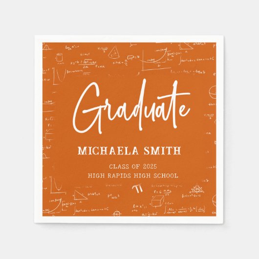 Orange High School Math Graduate Party Serviette (Vorderseite)