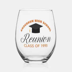 Orange High School Wiedersehen Party Custom Alumni Weinglas Ohne Stiel