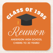 Orange High School Wiedersehen Personalisiert Part Rechteckiger Pappuntersetzer (Vorderseite)