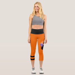 Orange High Waisted Capris-Cylla Moon Capri Leggings