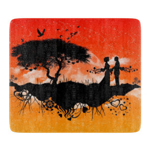 Orange Himmel Romance - Schneidebrett