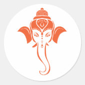 Orange Hindu Festive Ganesh | Indischer Gott Runder Aufkleber (Vorderseite)