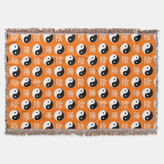 Orange Hintergrund Chinesisches Yinyang-Muster Decke (Vorderseite)