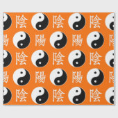 Orange Hintergrund Chinesisches Yinyang-Muster Geschenkpapier (Flach)