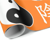 Orange Hintergrund Chinesisches Yinyang-Muster Geschenkpapier (Rolleneckpunkt)