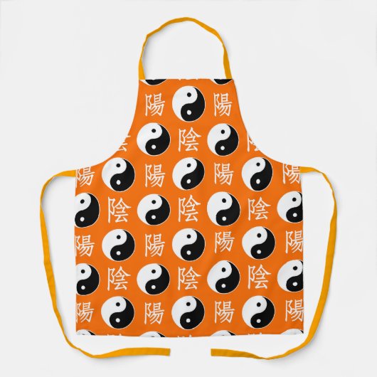 Orange Hintergrund Chinesisches Yinyang-Muster Schürze (Vorderseite)