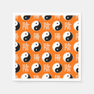 Orange Hintergrund Chinesisches Yinyang-Muster Serviette