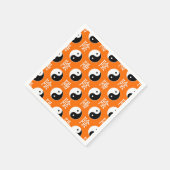 Orange Hintergrund Chinesisches Yinyang-Muster Serviette (Ecke)