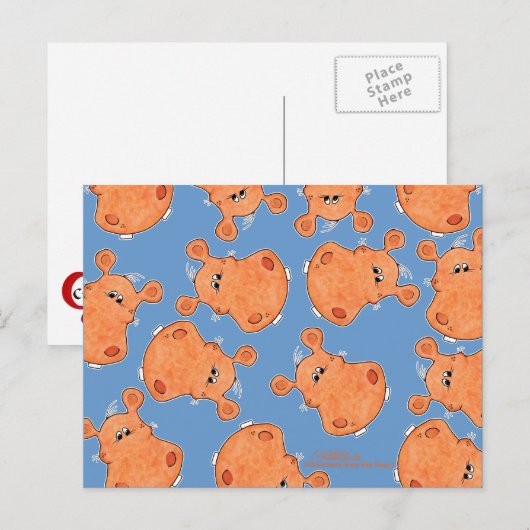 Orange Hippo Head Collage Postkarte (Vorne/Hinten)