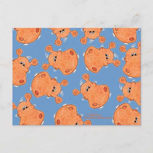 Orange Hippo Head Collage Postkarte (Vorderseite)