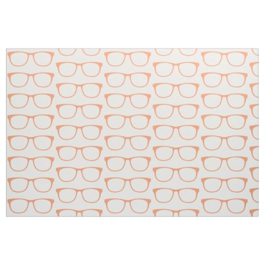 Orange Hipster Geek Glasses Fabric Stoff (Fat Quarter (45,7 x 55,9 cm))
