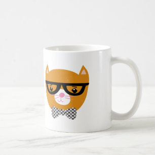 Orange Hipsterkatzen-Tasse Kaffeetasse