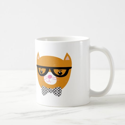 Orange Hipsterkatzen-Tasse Kaffeetasse (Rechts)
