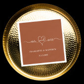 Orange-Hochzeitsbrauen mrs Herzskript einfach Serviette