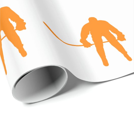 Orange Hockey Geschenkpapier (Rolleneckpunkt)