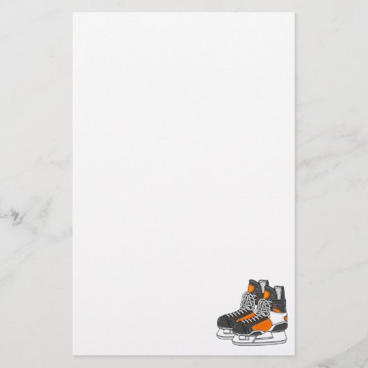 Orange Hockey-Skate Briefpapier (Vorderseite)