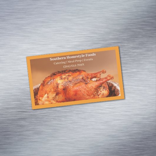 Orange Homestyle gekochte Türkei Fleisch zubereite Magnetische Visitenkarte (Beispiel)