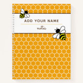 Orange Honeycomb Muster Bees Name Monogram Notizblock (Vorderseite)