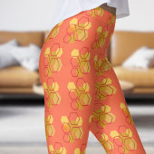 Orange Honeycomb Pattern Leggings