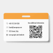 Orange Horizontale Corporate ID-Abzeichen Ausweis (Rückseite)
