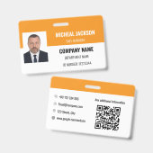 Orange Horizontale Corporate ID-Abzeichen Ausweis (Vorder- & Rückseite)