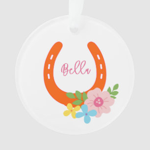 Orange Horseshoe HORSE NAME Blume Stall Keepake Ornament