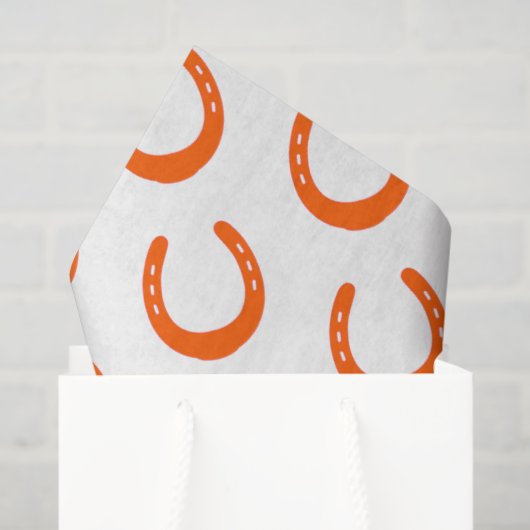 Orange Horseshoe Silhouette Moderne Pferde Barspas Seidenpapier (Geschenktüte)