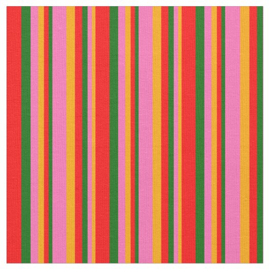 Orange, Hot Pink, Dunkelgrün und Rotmuster Stoff (Nahaufnahme)