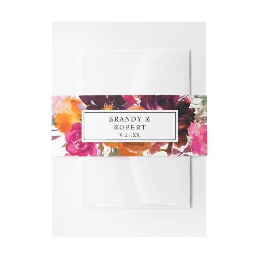 Orange, Hot Pink & Lila Fall Floral 1 Einladungsbanderole (Vorderseite Beispiel)