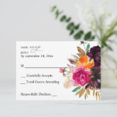Orange, Hot Pink, Lila Fall Floral RSVP Karte (Stehend Vorderseite)