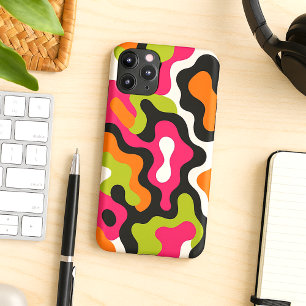 Orange Hot Pink Schwarz Amorphe Formen Kunstmuster iPhone 11Pro Max Hülle