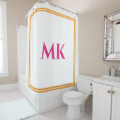 Orange Hot Pink White Monogram Name Stilvolle Deko Duschvorhang (Beispiel)