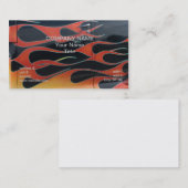 orange hotrod Flammen auf Schwarzem Visitenkarte (Vorne/Hinten)