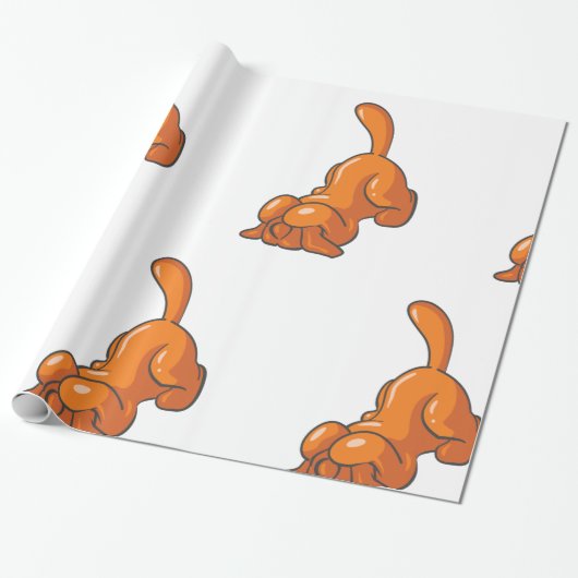 Orange Hound Dog Geschenkpapier (Ungerollt)