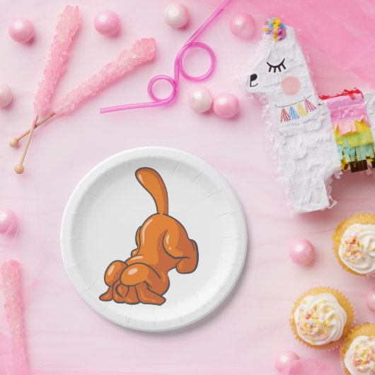 Orange Hound Dog Pappteller (Party)