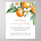 Orange How Big is Mommy's Bly Baby Shower Game Poster (Vorne)