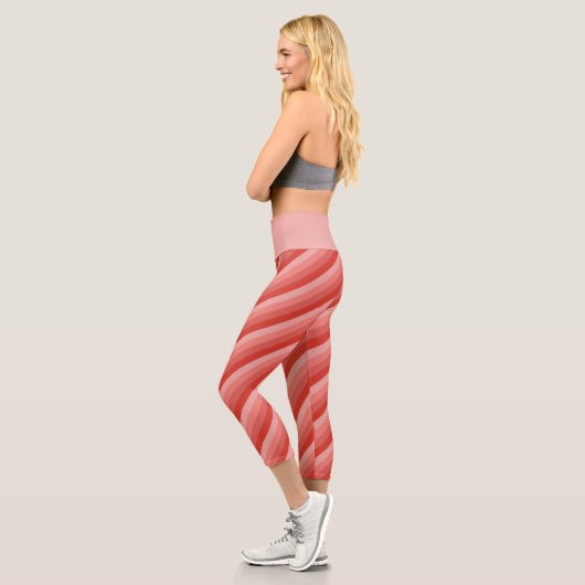 Orange Hues Diagonal Stripes Capri Leggings (Links)