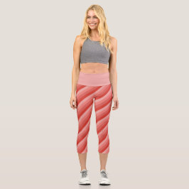 Orange Hues Diagonal Stripes Capri Leggings