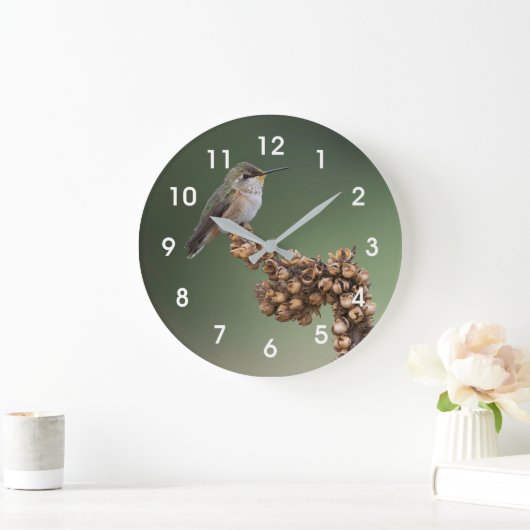 Orange Hummingbird  Große Wanduhr (Zuhause)