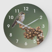 Orange Hummingbird  Große Wanduhr (Vorderseite)
