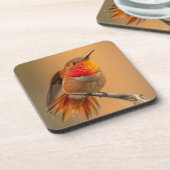 Orange Hummingbird & Ruffled Feathers Getränkeuntersetzer (Linke Seite)