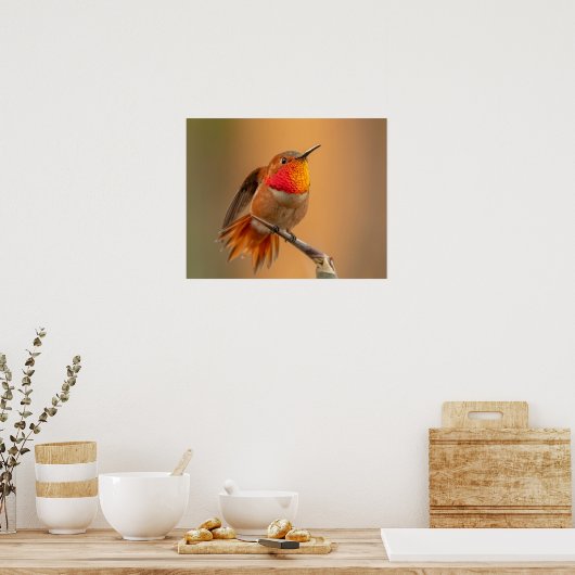 Orange Hummingbird & Ruffled Feathers Poster (Küche)