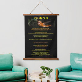 Orange Hummingbird Stehend Still Desiderata Wandteppich Mit Holzrahmen